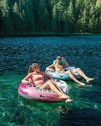 INTEX 58824EP River Run 1 Inflatable Floating Lounge: Comfortable Backrest – Built-in Cup Holders – Durable Grab Handles – All Around Grab Rope – 220lb Weight Capacity – Pink