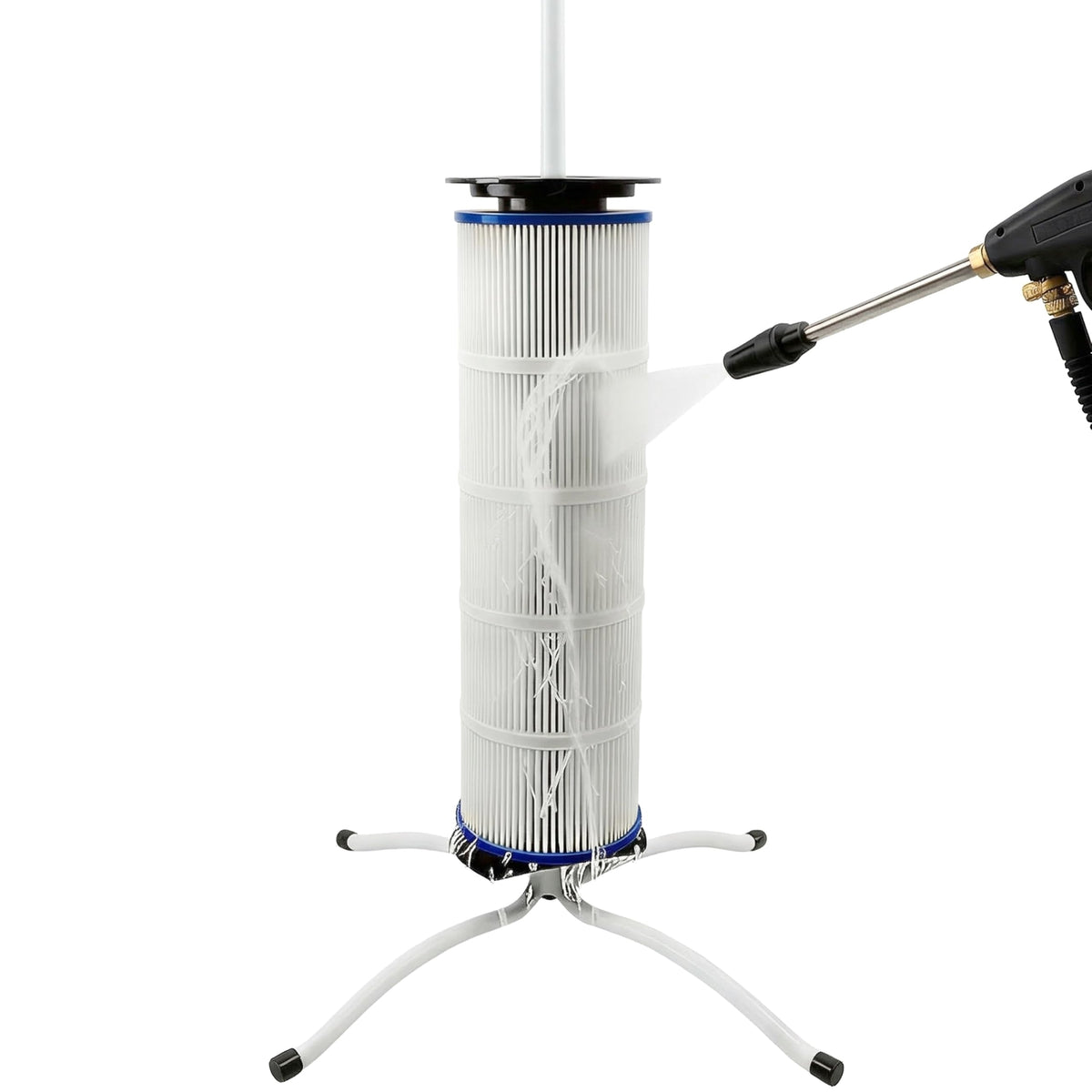 Skimzy Pool Filter Cleaning Stand with Support Bar, Lay-Down Stand for ...