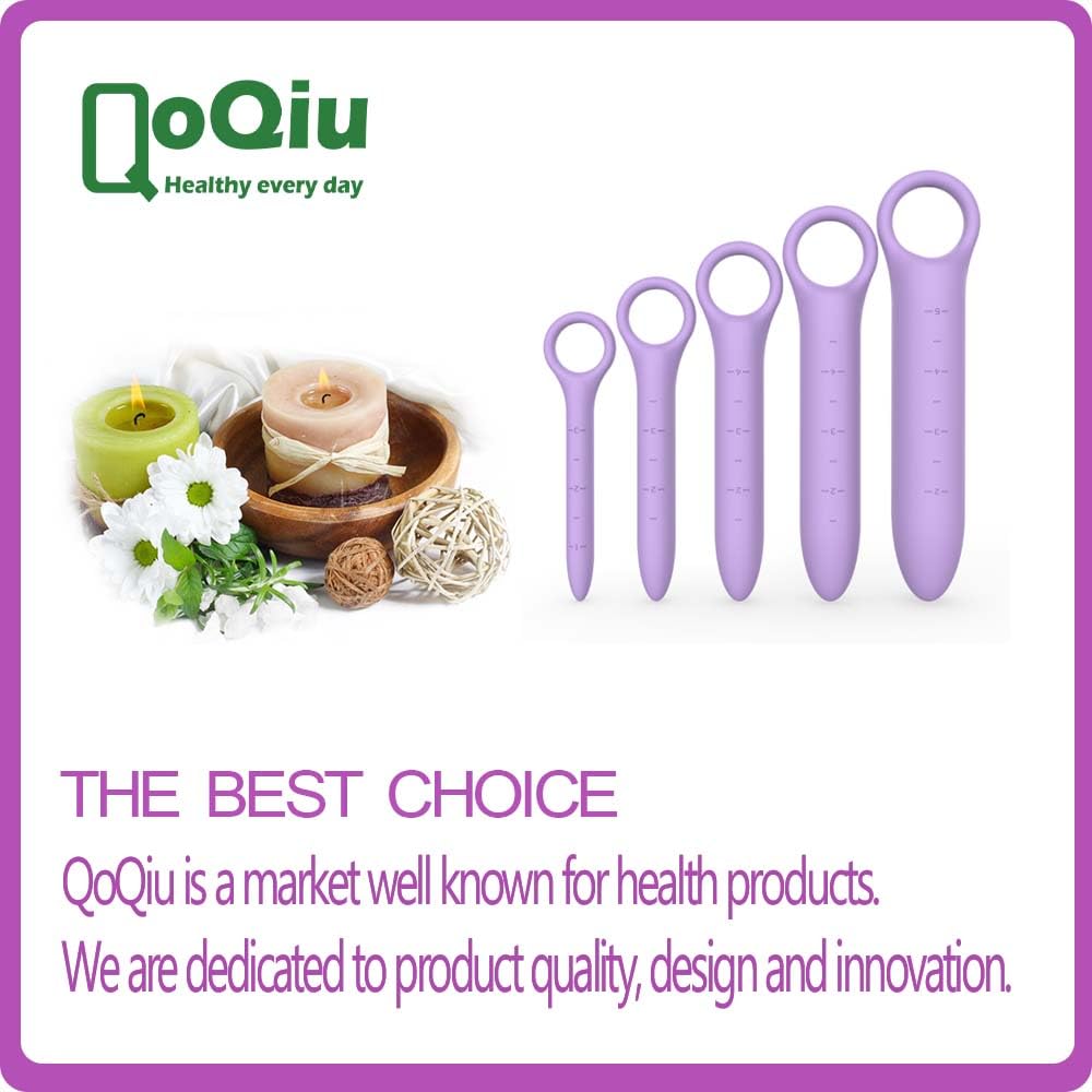 QoQiu 5-Pack Silicone Dilators for Pelvic Floor for Women with Fine Scales, Pelvic Wand Massager，Pelvic Floor Muscle Trainer, Pelvic Floor Strengthening Device with Storage Bag, Purple