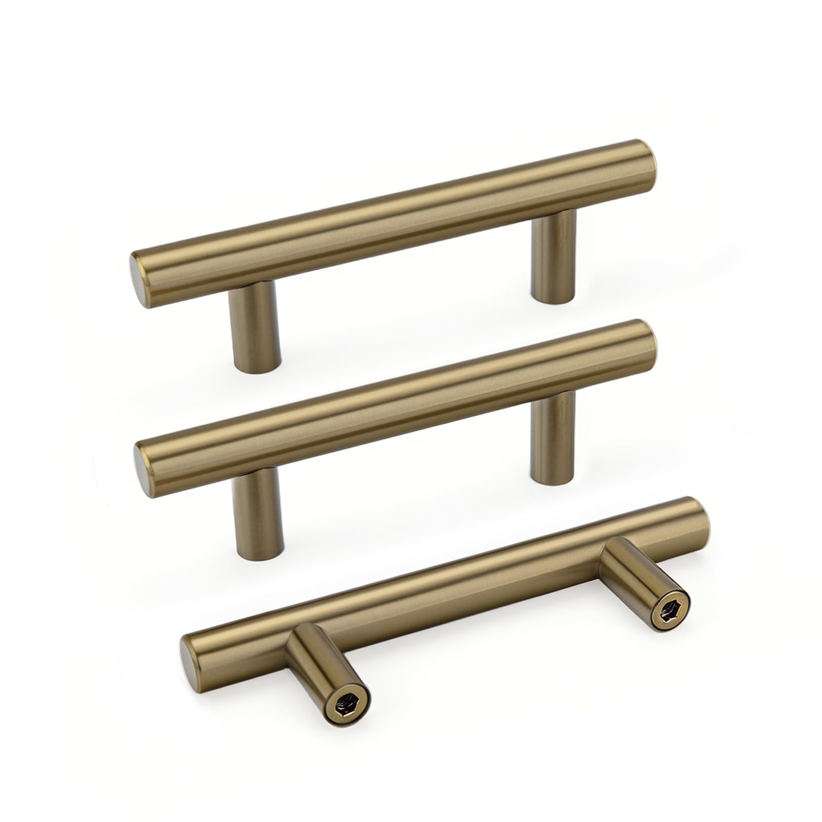 Goldenwarm 20 Pack 2-1/2 inch Champagne Bronze Cabinet Pulls Gold Cabinet Handles Stainless Steel Drawer Pulls, Durable Kitchen Cabinet Handles - Bathroom Bedroom Dresser Handles Easy DIY Upgrade
