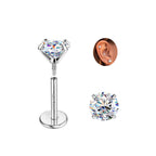 GEMQUEEN Moissanite ＆ G23 Implant Grade Titanium Flat Back Earrings 1CT