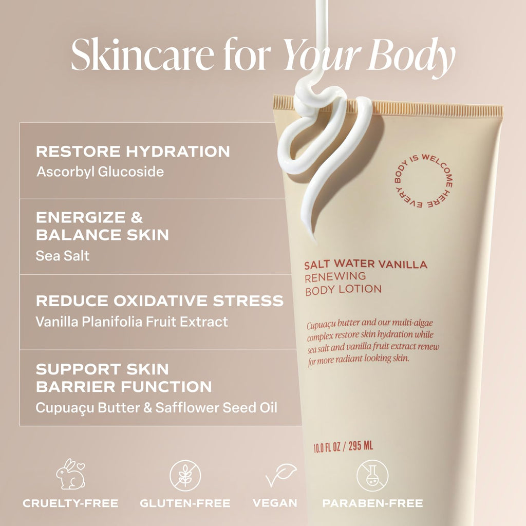 Saltair Body Lotion - 2 Pack Moisturizing Lotion For Dry Skin. Salt Water Vanilla Scented Hydrating Body Cream with Nourishing Moisturizer Formula. Skin Care for Women and Men. 2x 10oz Tubes