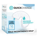 QuickChange Men's Incontinence Wrap, Maximum Absorbency Folding Pad Designed for Men with Reduced Mobility. Fits Inside Diapers or Briefs. (10 Count Trial Pack)
