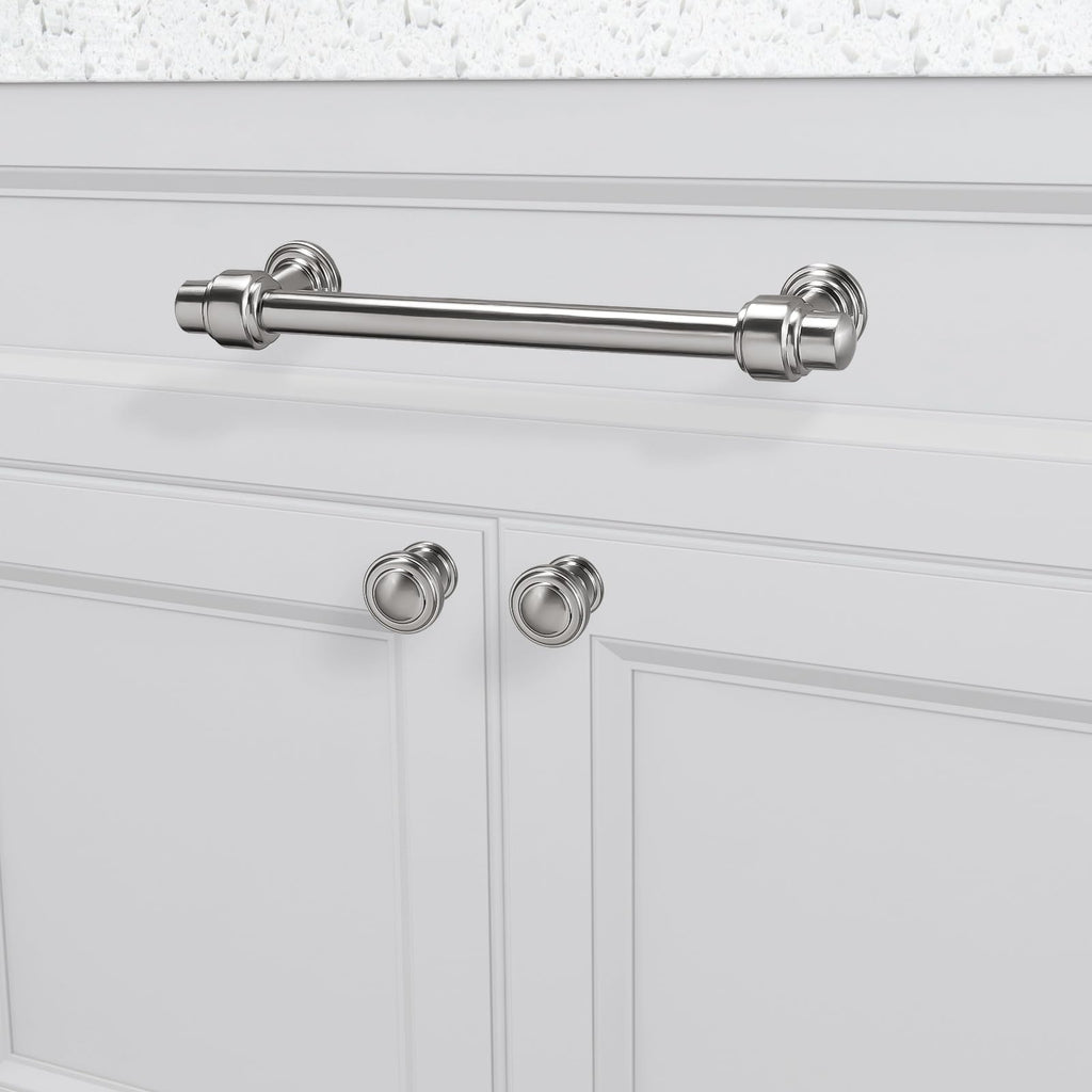POVEFONK 30 Pack Brushed Satin Nickel Kitchen Cabinet Knobs Solid Drawer Knobs Kitchen Cabinet Hardware Zinc Alloy Handles Drawer Knobs Dresser Handles