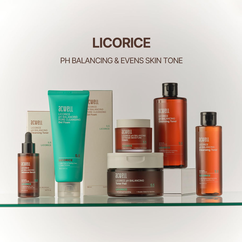 ACWELL Licorice pH Balancing Korean Toner for Cleansing 10.14 fl.oz. - Alcohol-Free PH5.5 Hydrating Facial Astringent - Skin Clarifying & Hydration Boosting Toner
