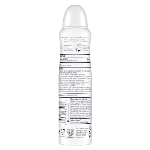 Dove Advanced Care Invisible Dry Spray Antiperspirant Deodorant No White Marks on 100 Colors Sheer Fresh 48-Hour Sweat and Odor Protecting Deodorant for Women 3.8 oz, Pack of 12