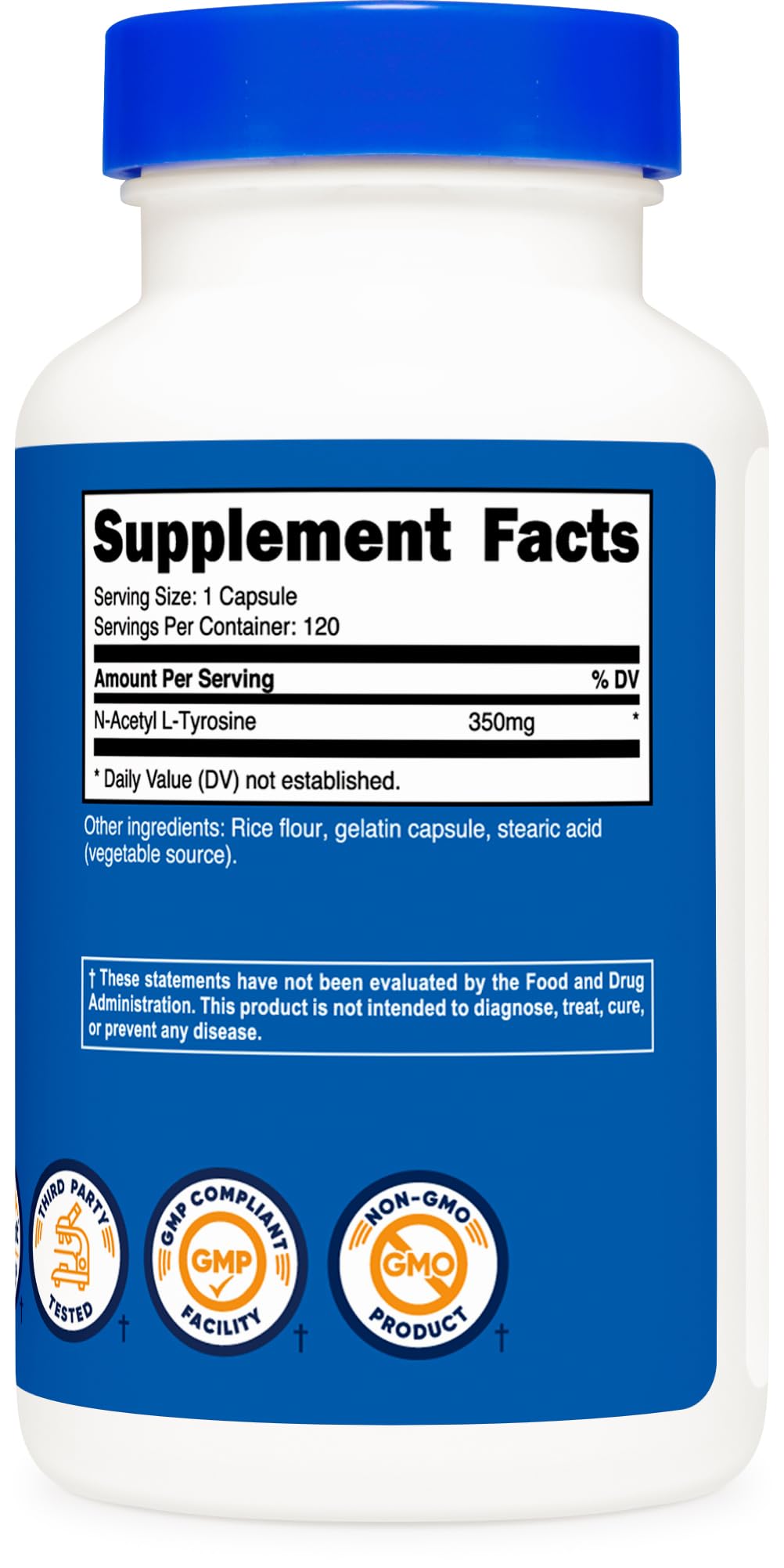 Nutricost N-Acetyl L-Tyrosine (NALT) 350mg, 120 Capsules (2 Bottles) - Gluten Free, Non-GMO