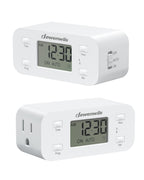 DEWENWILS 24 Hour Programmable Digital Timer Outlet, 2 Pack Timers for Electrical Outlets, Light Timer for Indoor Lamp Fan Aquarium, 1 Grounded Outlet, 125V/15A/1000W, 3 Prong, 1/2 HP,White