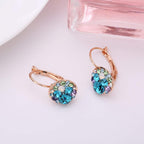 EVEVIC Austrian Crystal Round Cluster Leverback Drop Earrings for Women