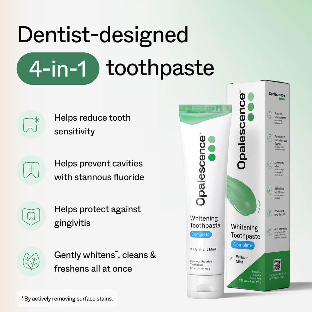Opalescence Complete Stannous Fluoride Toothpaste, Whitening & Gum Health, 4-in-1 Formula, Helps Prevent Gingivitis, Reduces Sensitivity, Anticavity, (3 Units) Dentist-Developed, Mint, 4.7 oz - 6365-3