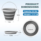 Gronivex Collapsible Bucket 2.6 Gallon, Portable & Space-Saving for Car Wash, Camping, RV, Multi-Purpose Cleaning Bucket, BPA Free
