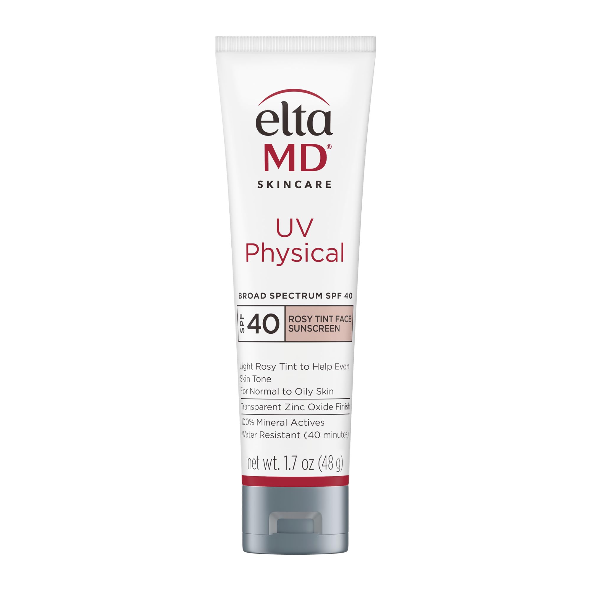 EltaMD UV Physical Rosy Tint Sunscreen for Face, SPF 40 Antixoidant Tinted Sunscreen, 100% Mineral Actives, 1.7 oz