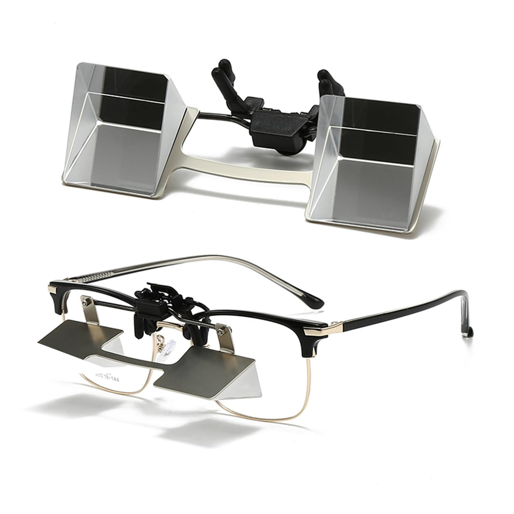 BywoBywo New Lazy Glasses 90 Degree for Lying Down Reading or Watching TV,Clip Glasses No Frame Arm Knitting Up Neck Relax, Prism Glasses for Looking Up Playing Mobile