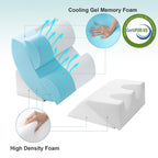 Hansleep Bed Wedge Pillow Set for After Surgery 6PCS, Post Surgery Pillow for Sleep Apnea and Acid Reflux Relief, Adjustable Reading Pillows Back Support with Memory Foam, White, 23"