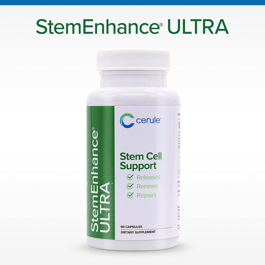 Cerule StemEnhance Ultra 2 Pack –Natural Stem Cell Support Supplement for Cellular Renewal, Immune Function, Energy, and Recovery–Freshwater Microalgae & Marine Macroalgae Extracts– 120 Capsules Total