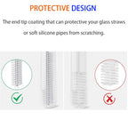 2 Pack Straw Cleaner Brush, Reusable Metal Handles Straw Cleaner Brush Extra Long for Stanley Mug 40, 30, 20 oz, 10mm Wide for Sippy Cup, Water Bottle and Tubes (Clear+Clear)
