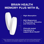 Qunol Brain Health Memory Plus with B6, Magnesium L-Threonate & Citicoline, Clinically Tested Ingredients to Improve Memory, Focus, Attention and Productivity, 90 Count