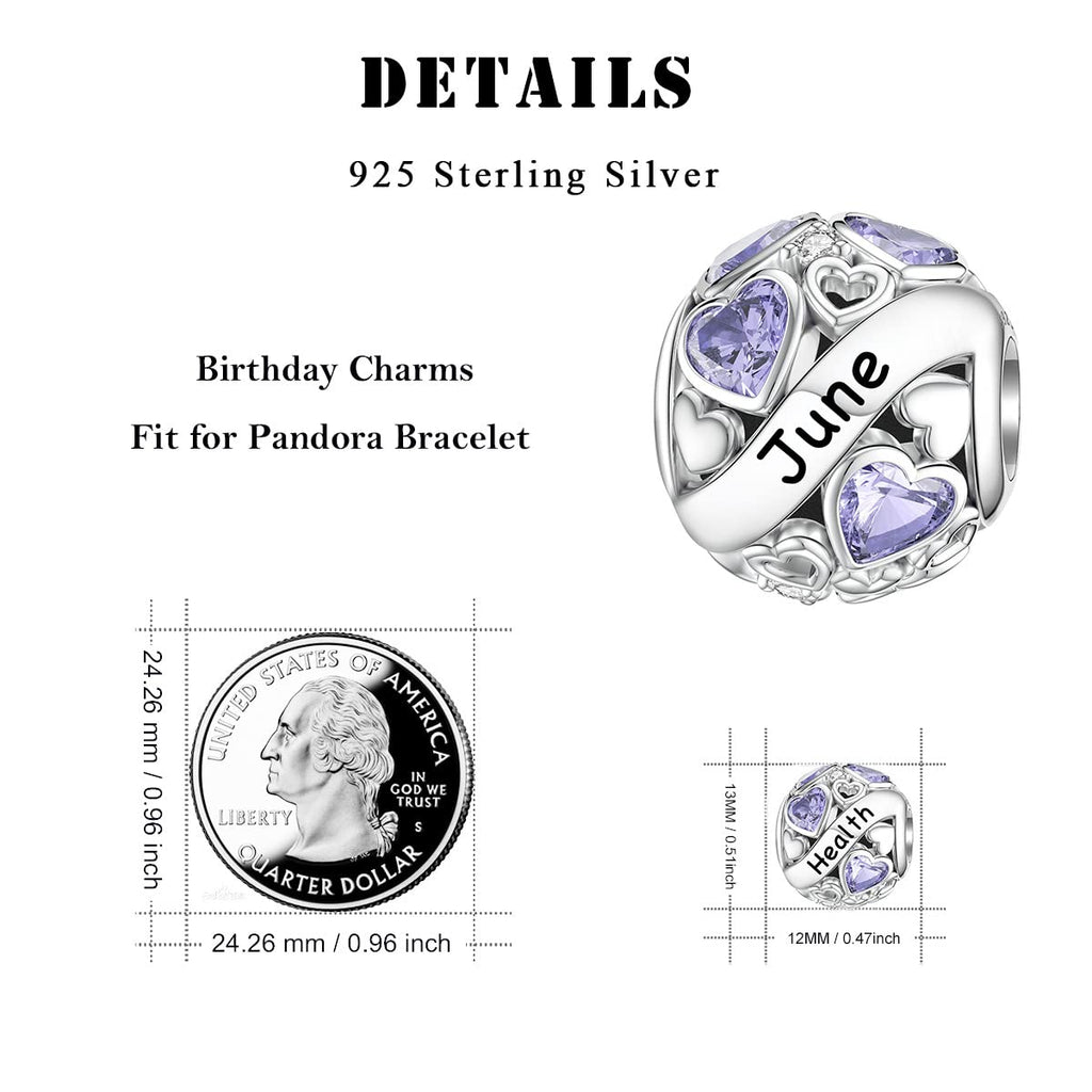 DALARAN June Birthstone Charm Compatible with Pandora Bracelets Bead
