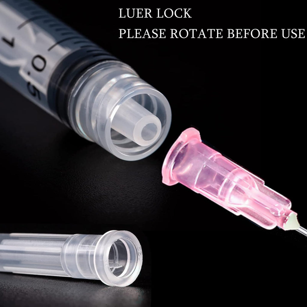 100 Pack 3ml 3cc Plastic Luer Lock Syringe with 18Gauge and Cap, Individually Sealed Wrapped, for Scientific Labs, Measuring Liquid, Refilling or Dispensing