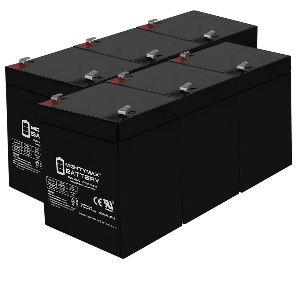 Mighty Max Battery ML5-12 - 12 Volt 5 AH SLA Battery - Pack of 6