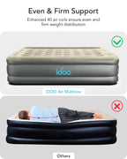 iDOO Air Mattress Queen with Built in Pump, Inflatable Mattress Queen Size, 18" Raised Blow up Mattress for Camping, Guests, Portable & Waterproof Air Bed, Colchon Inflable