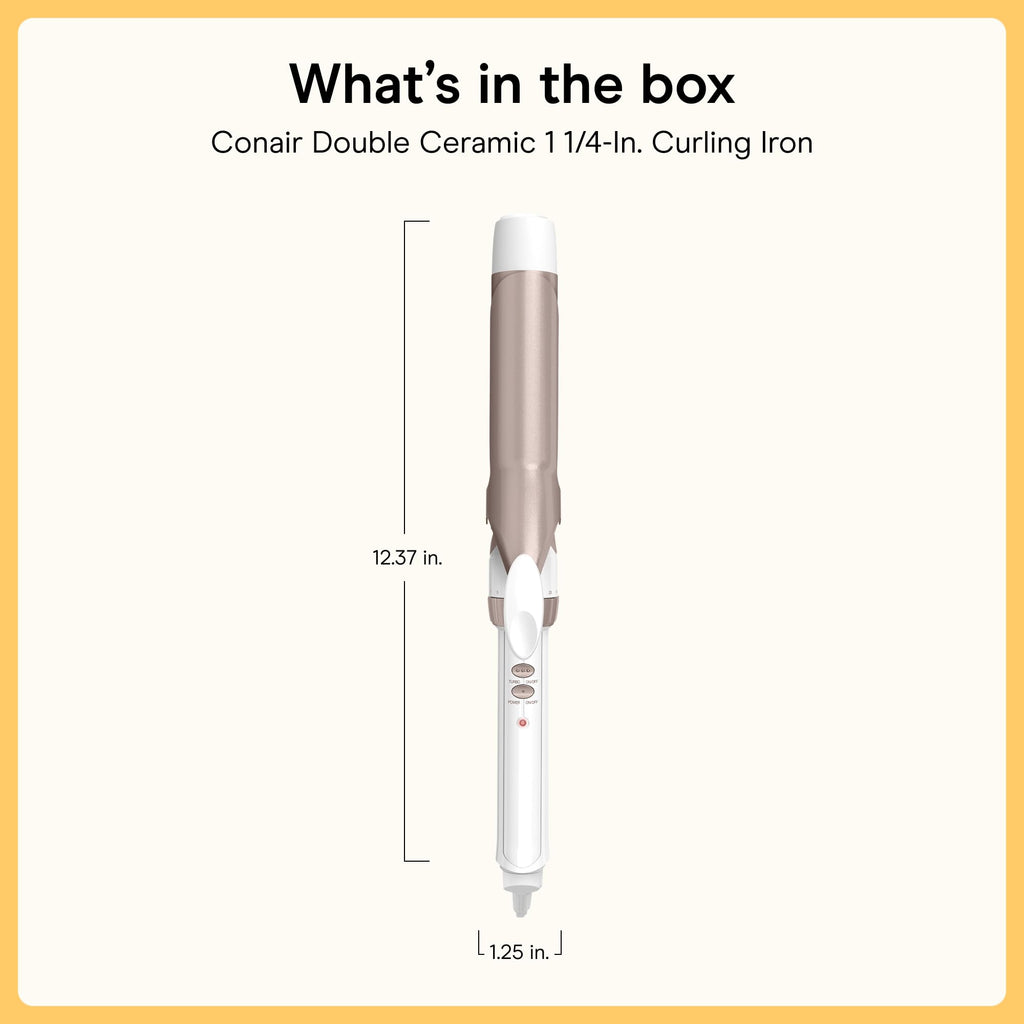 Conair Curling Iron, Double Ceramic, 1 1/4-in. Barrel, White/Rose Gold
