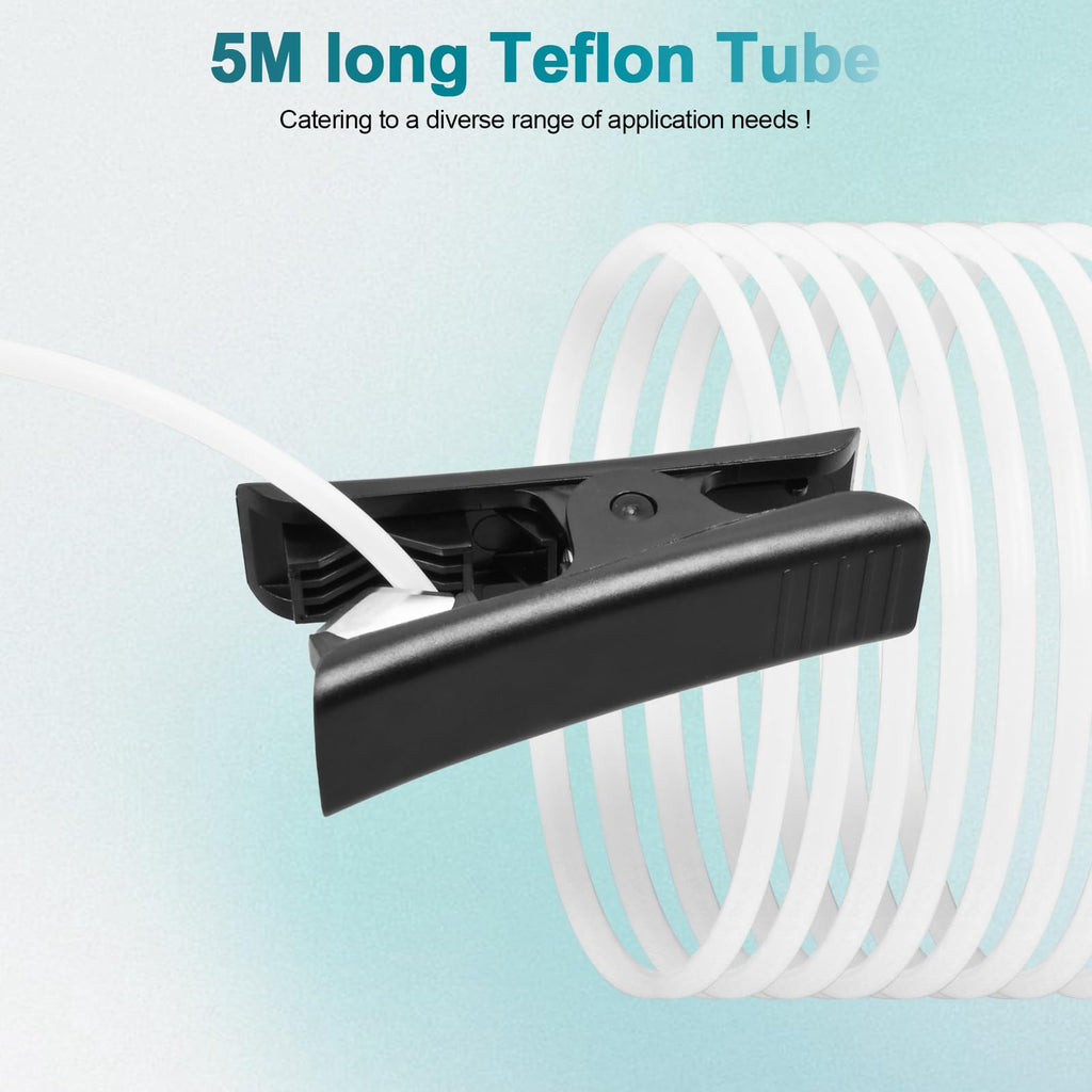 Asbrot Compatible with Bambu-Lab PTFE Tube 2.5mm ID×4mm OD, Length 5M/ 16.4ft, for BBL AMS X1/ X1C/ P1P/ P1S/ A1/ A1 Mini, Prusa MMU3/ Direct Drive Extruder (Cream Color), with Tubing Cutter