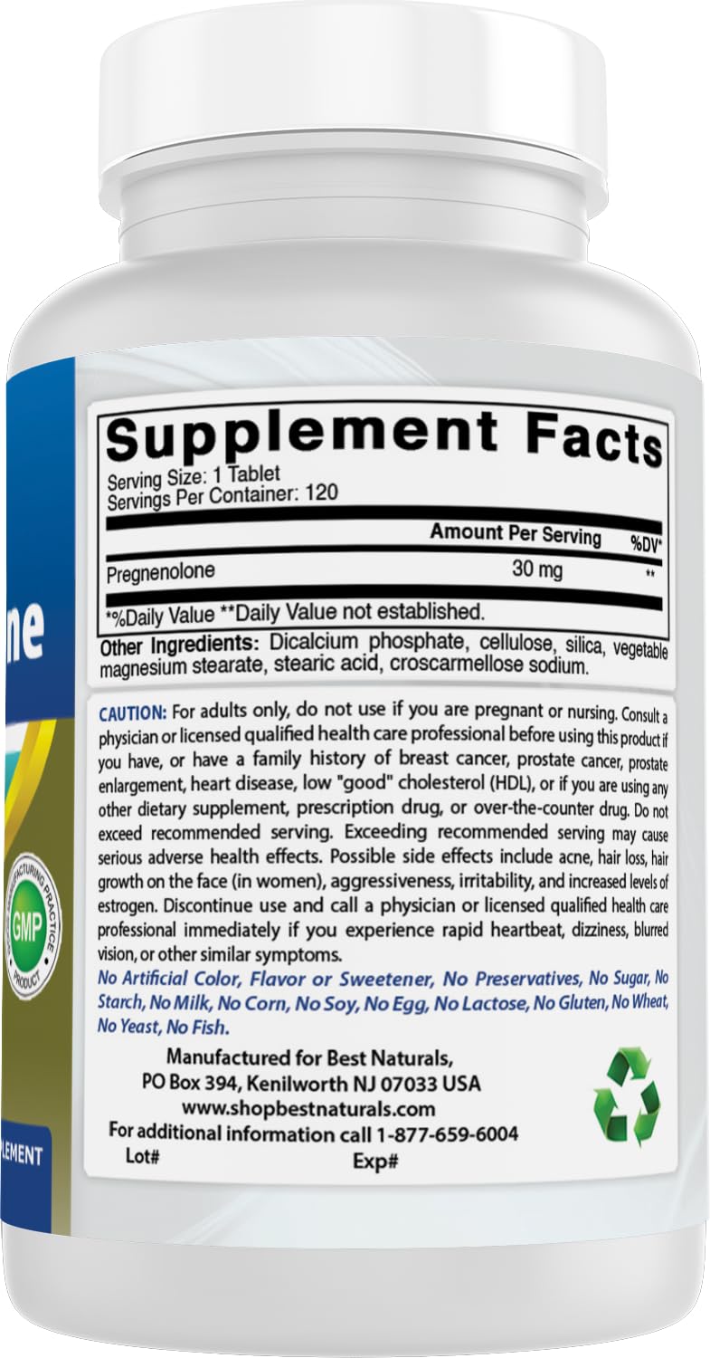 Best Naturals Pregnenolone 30 mg 120 Tablets (120 Count (Pack of 2))