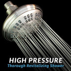 Luxury Spa Series , 6 Spray Setting, 4.5 Inch Adjustable High Pressure Shower Head Fixture for Hard Water, 360-Degree Tilt Massage Shower System - Brushed Nickel