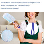 Duster Refills Compatible with Swiffer Duster, Heavy Duty Multi Surface Duster Replacement with 1 Extra Handle for Cleaning Furniture, Blinds, Ceiling Fans and Car (Blue-50 Pack)