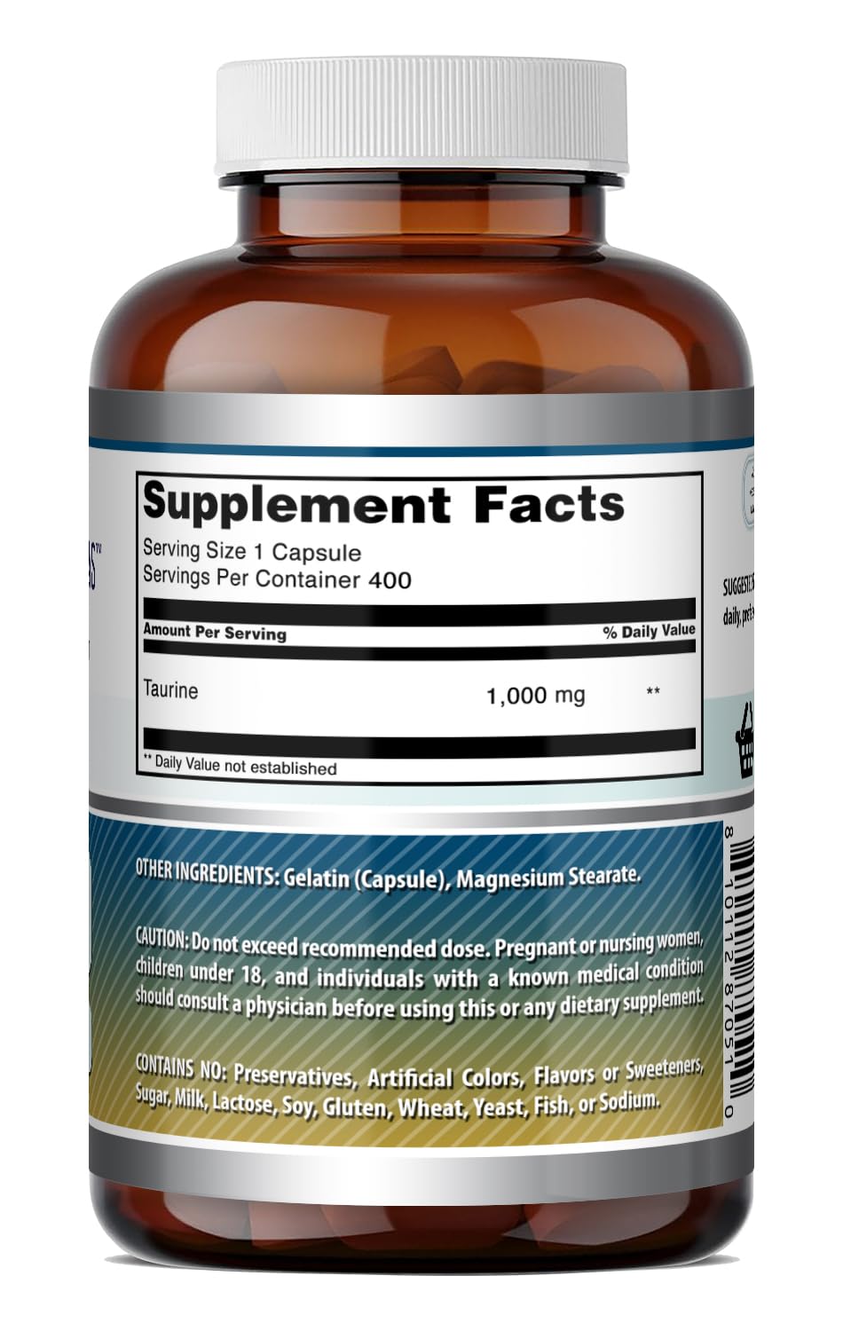 Amazing Formulas Taurine 1000 Mg | Capsules Supplement | Non-GMO | Gluten-Free | Made in USA (400 Capsules)