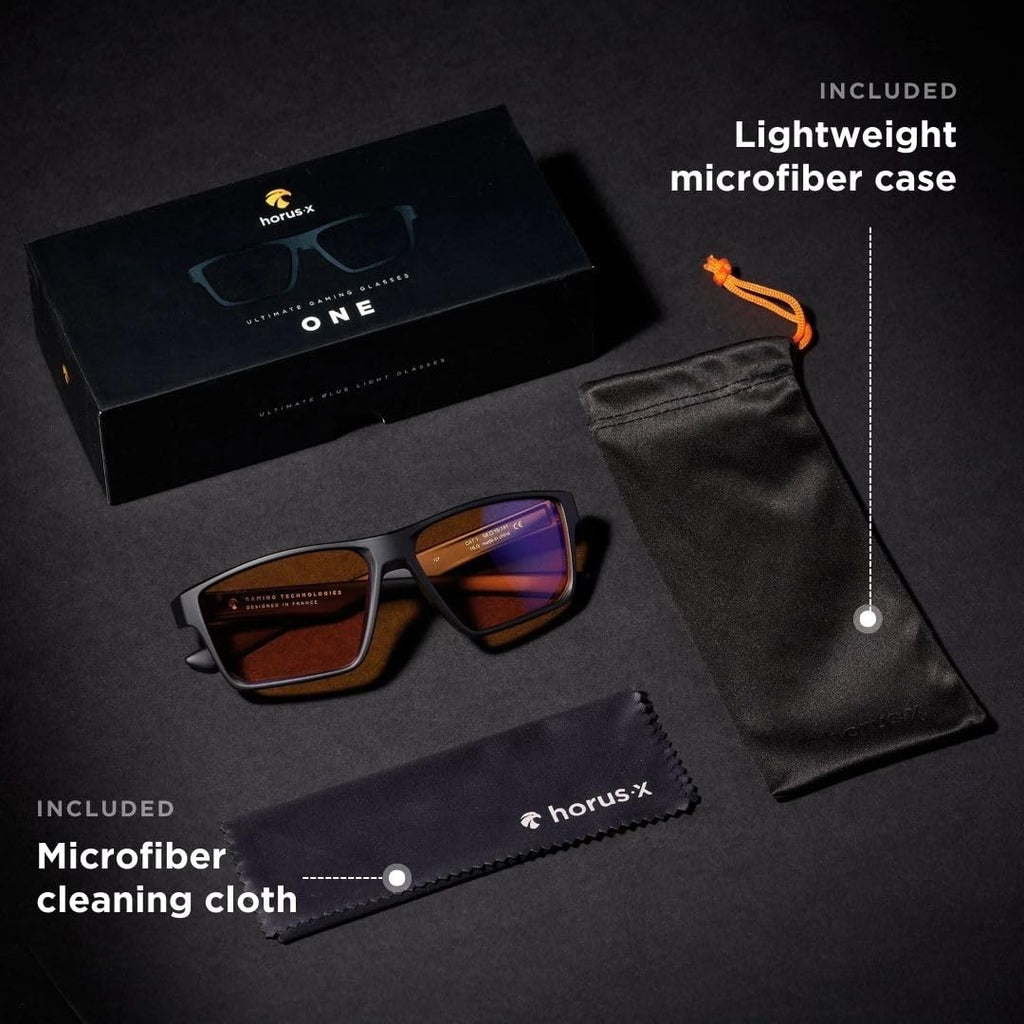Horus X • Blue Light Glasses Men Women | Blue Light Blocking Glasses for Screen Anti-Fatigue Eye Migraine | Gaming Amber V3