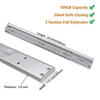 LONTAN 15 Pairs 22 Inch Soft Close Drawer Slides Heavy Duty Dresser Drawer Glides Metal Ball Bearing Full Extension Kitchen Cabinet Rails 100 LB Capacity