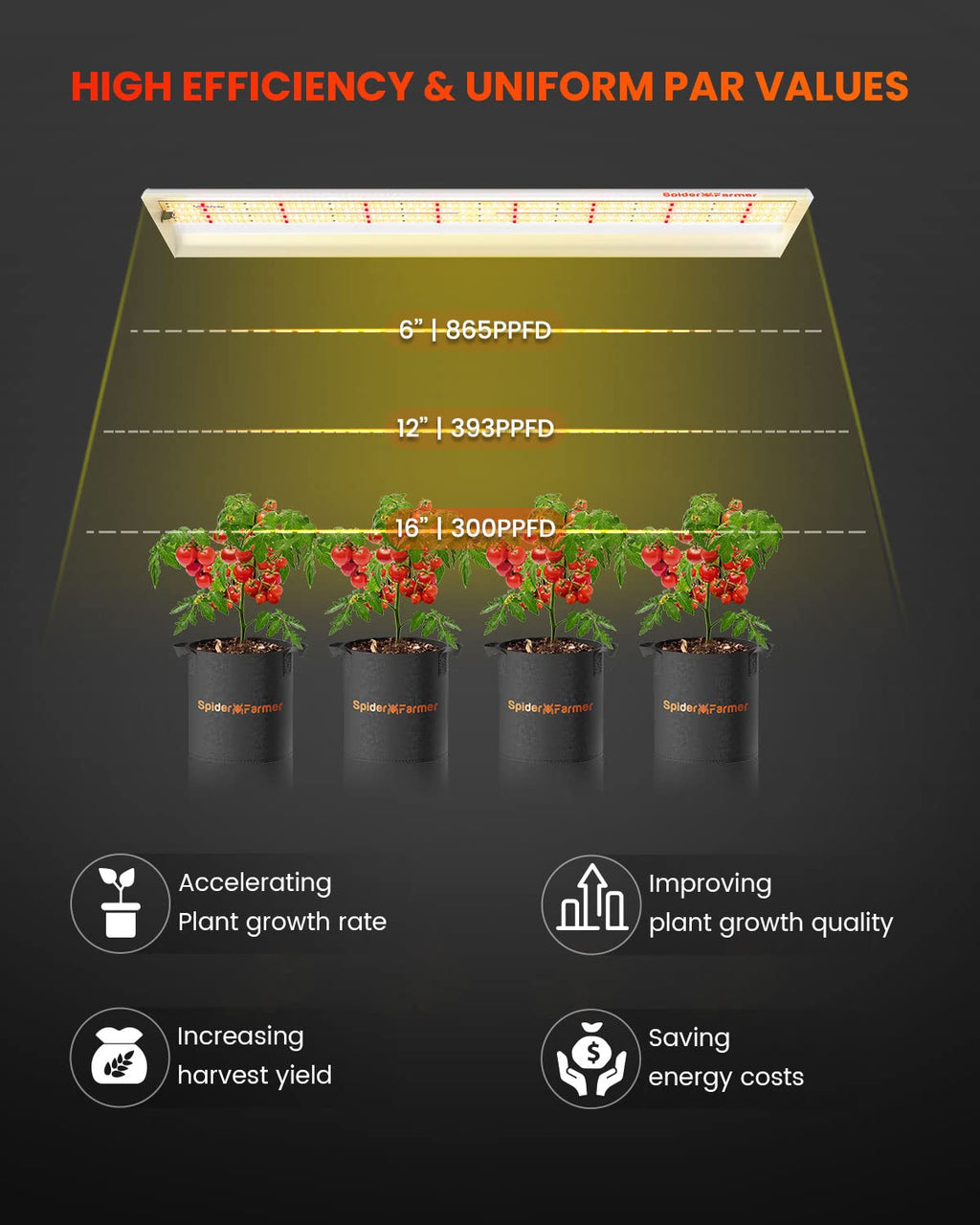 Spider Farmer SF600 LED Grow Light, 72 Watt Plant Growing Lamp for 2x4 ft