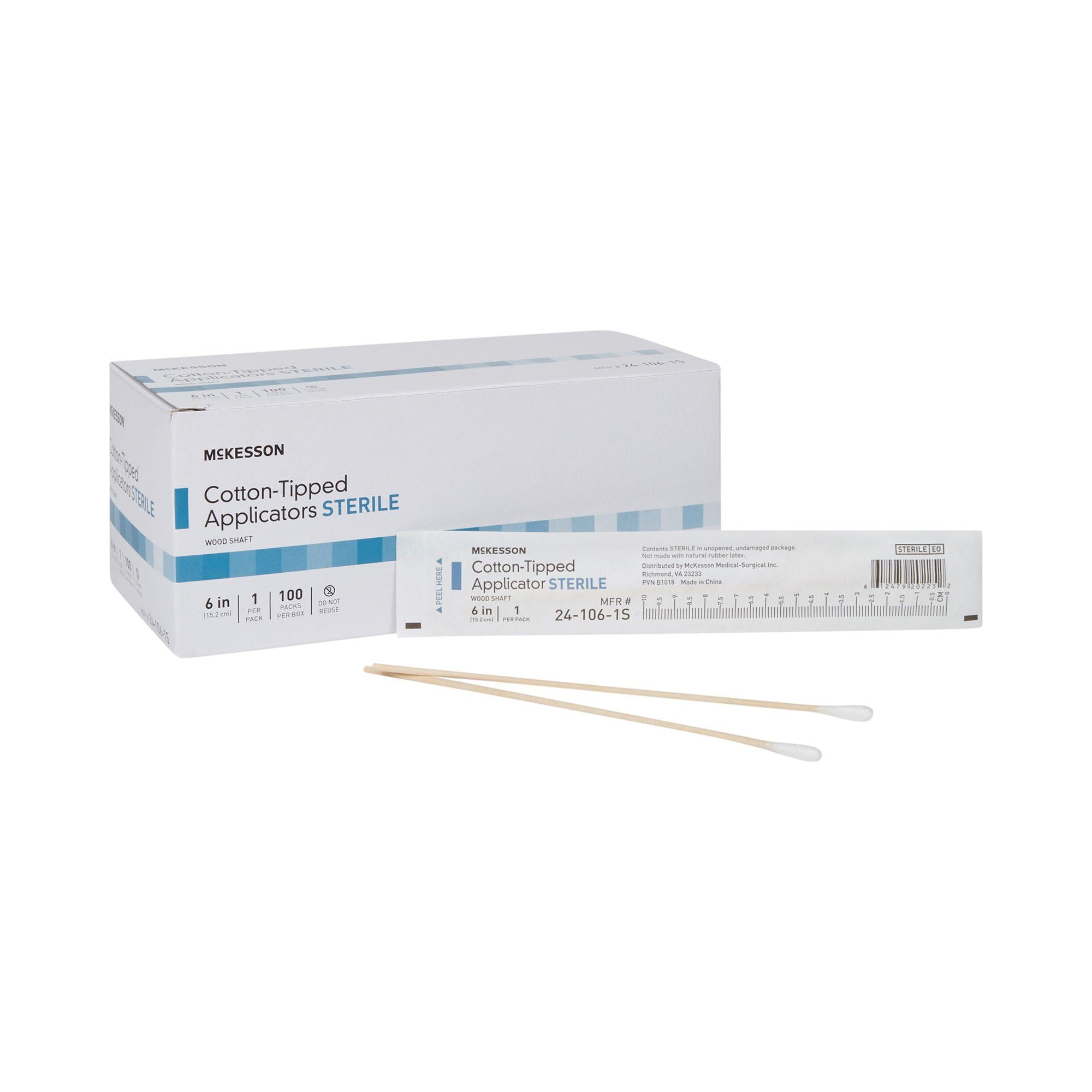 McKesson Cotton-Tipped Applicator Swabstick, Sterile, 6 in, 1 ct