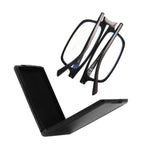 SKYOAK Evolved Folding Reading Glasses For Women Men Blue Light Blocking Anti UV Eyestrain Foldable Portable Compact Readers with Flat Hard Case Pocket Computer glasses 2.0 BLACK
