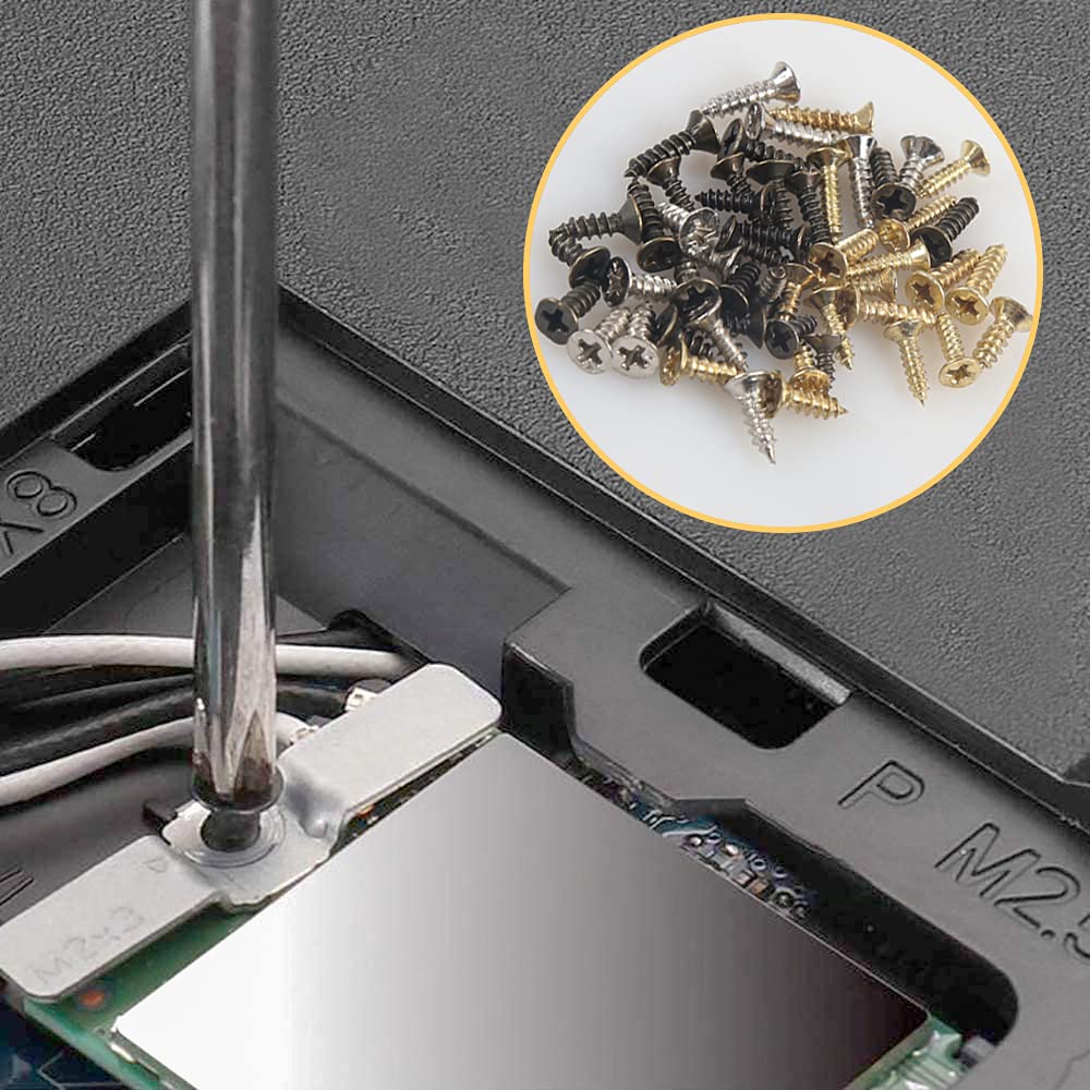Small Screws for Small Hinge Antique Self Tapping Screws Multi-Purpose DIY Screws Set Gold Silver Bronze 2x6mm/0.07x0.23 "2x8mm/0.07x0.31" 2x10mm/0.07x0.39" 1600pcs