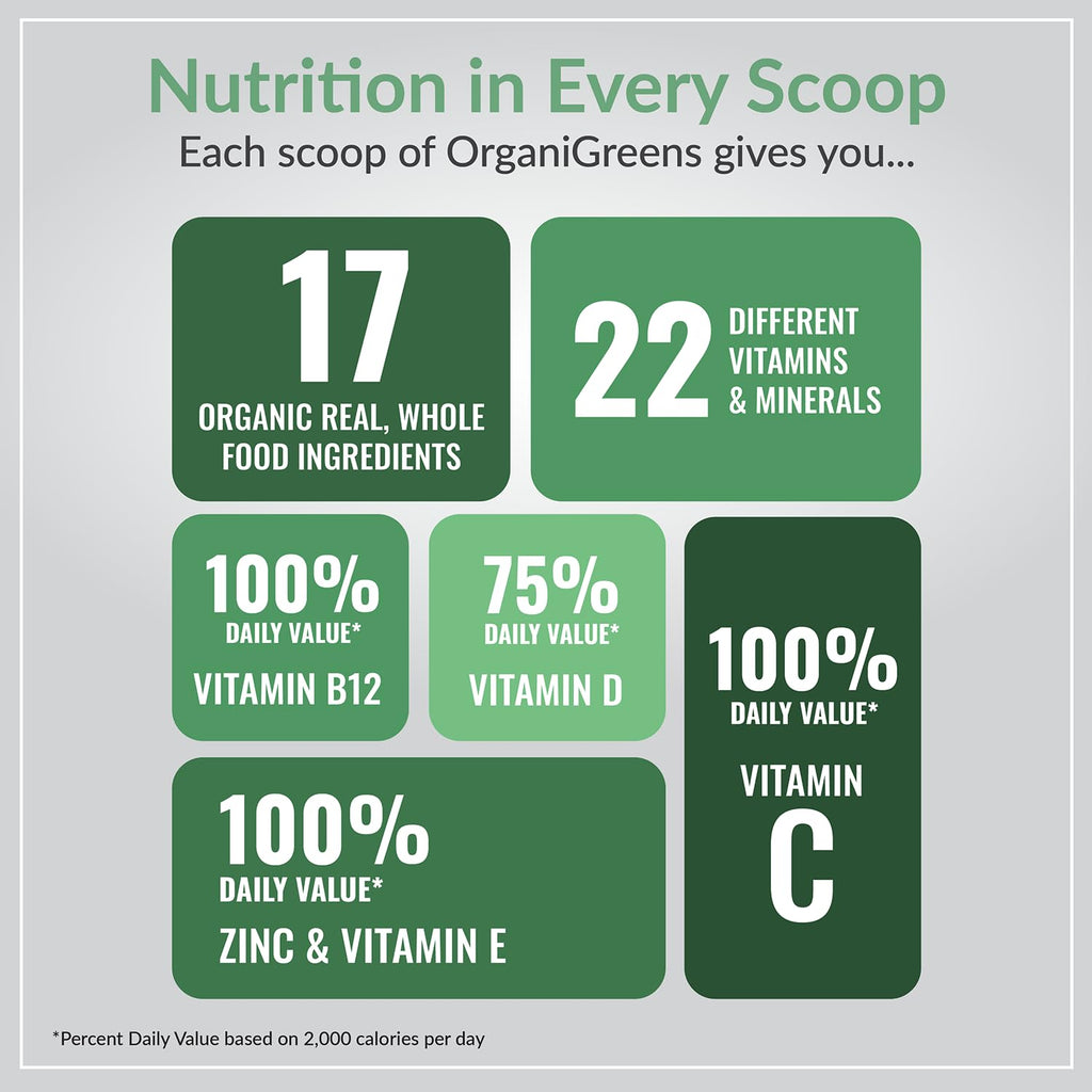 Organixx Greens Superfood Powder with Probiotic Digestive Enzymes, Gluten Free, Vegan, Daily Super Greens Powder Supplement Drink Mix for Gut Health, Immune Support & Energy, Organic, Non GMO, 10 oz