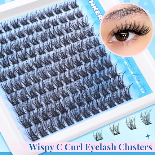 Natural Lash Extension Kit Wispy Lash Clusters Kit Lashes Clusters C Curl Cluster Eyelash Extension DIY Cluster Lashes with Lash Bond Seal Lash Glue Remover Lash Tweezers Individual Lashes