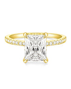 TIGRADE 4CT Engagement Ring for Women Radiant Cut Cubic Zirconia Wedding Band CZ Promise Anniversary Ring Size 3-13, Gold, Size 7
