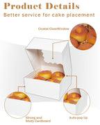 qiqee Auto-pop up 6x6x3 Inch White Cookie Box with Window 30Pcs Pastry Macaron Bakery Box For Packaging