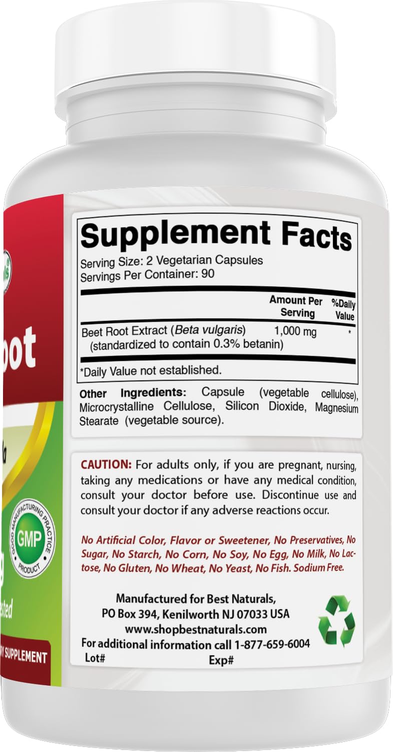 Best Naturals Beet Root Powder 500 mg 180 Capsules (180 Count (Pack of 2))