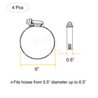 EesTeck 6 Inch Adjustable 304 Stainless Steel Duct Clamps Hose Clamp (4Pcs)