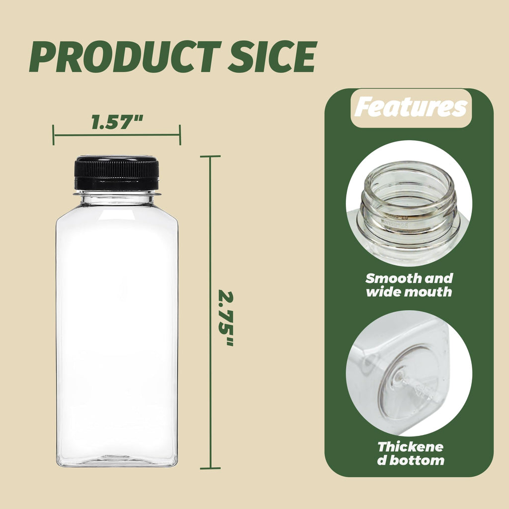 Kaderron 42pcs 16oz Plastic Juice Bottles with Caps, Empty PET Disposable Plastic Bottles Bulk with Black Tamper Evident Lids for Juicing, Drinking and Other Beverages (16 Ounces)