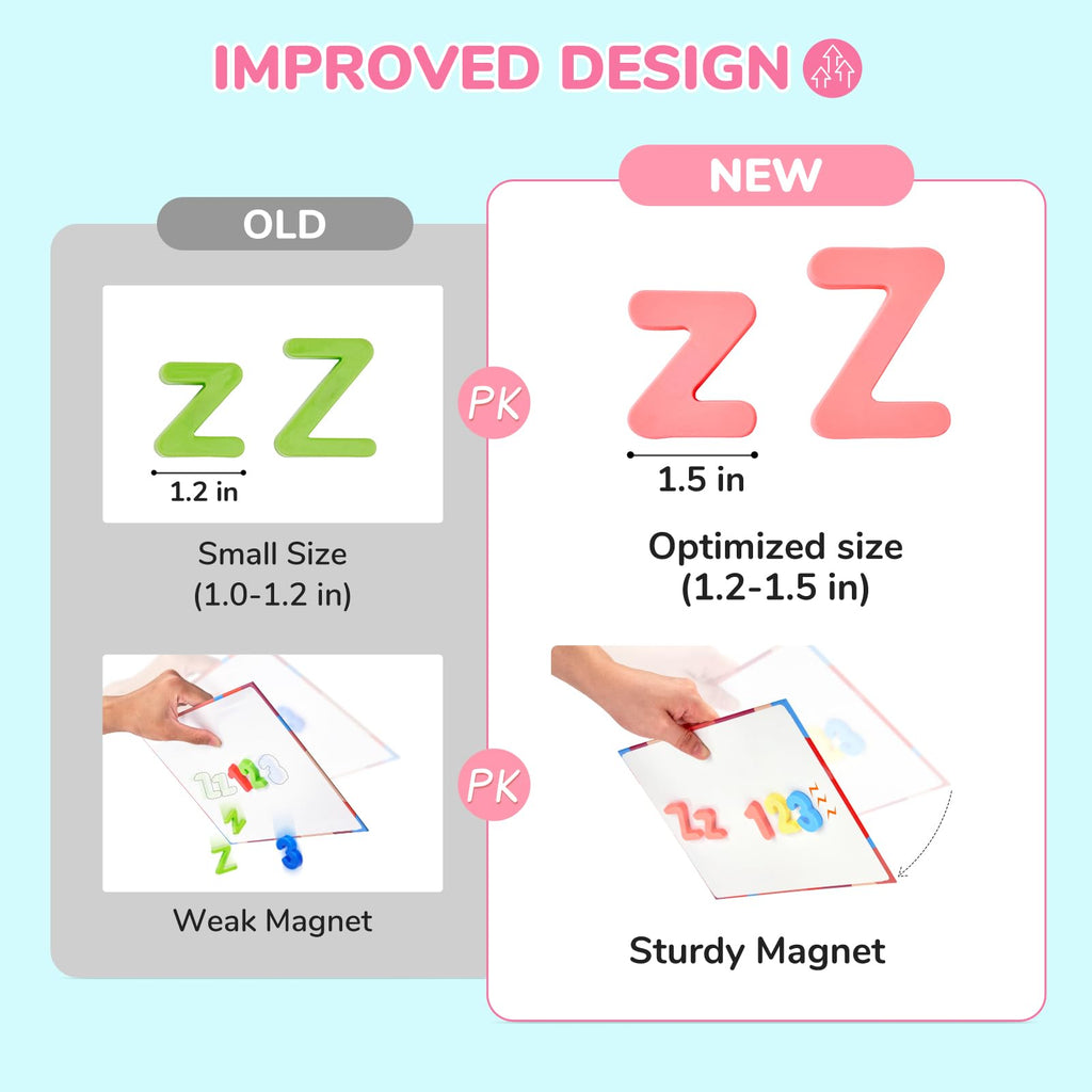 JoyCat Magnetic Letters and Numbers, Uppercase and Lowercase Alphabet Fridge Magnets, Preschool Educational Learning Plastic ABC 123 Colorful Toy Set, Math Symbols for Toddlers, Kids (104 PCS)