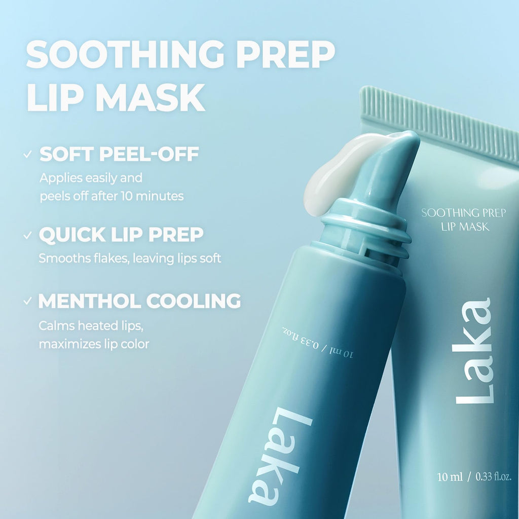 Laka Soothing Prep Lip Mask, 10ml/0.33 fl.oz, Cooling Peel-Off Lip Mask, Gentle Daily Exfoliator for Lips, Hygienic & Easy Application, Daily Lip Care, K-Beauty