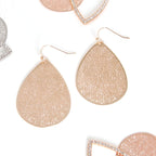 Gold Tone Teardrop Earrings for Women - Boho Simple Filigree Leaf Dangles