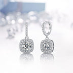 GIRIOIZ High-Carbon Diamond Hoop Earrings for Women Sterling Silver Cuff Earrings Drop Huggie Stud Halo Earrings with 18K (White2)