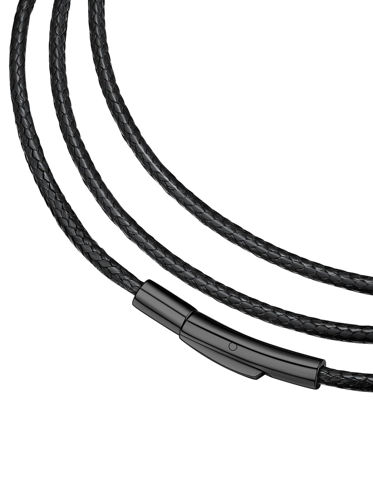 FaithHeart Braided Leather Necklace Cord with Stainless Steel Snap Clasp