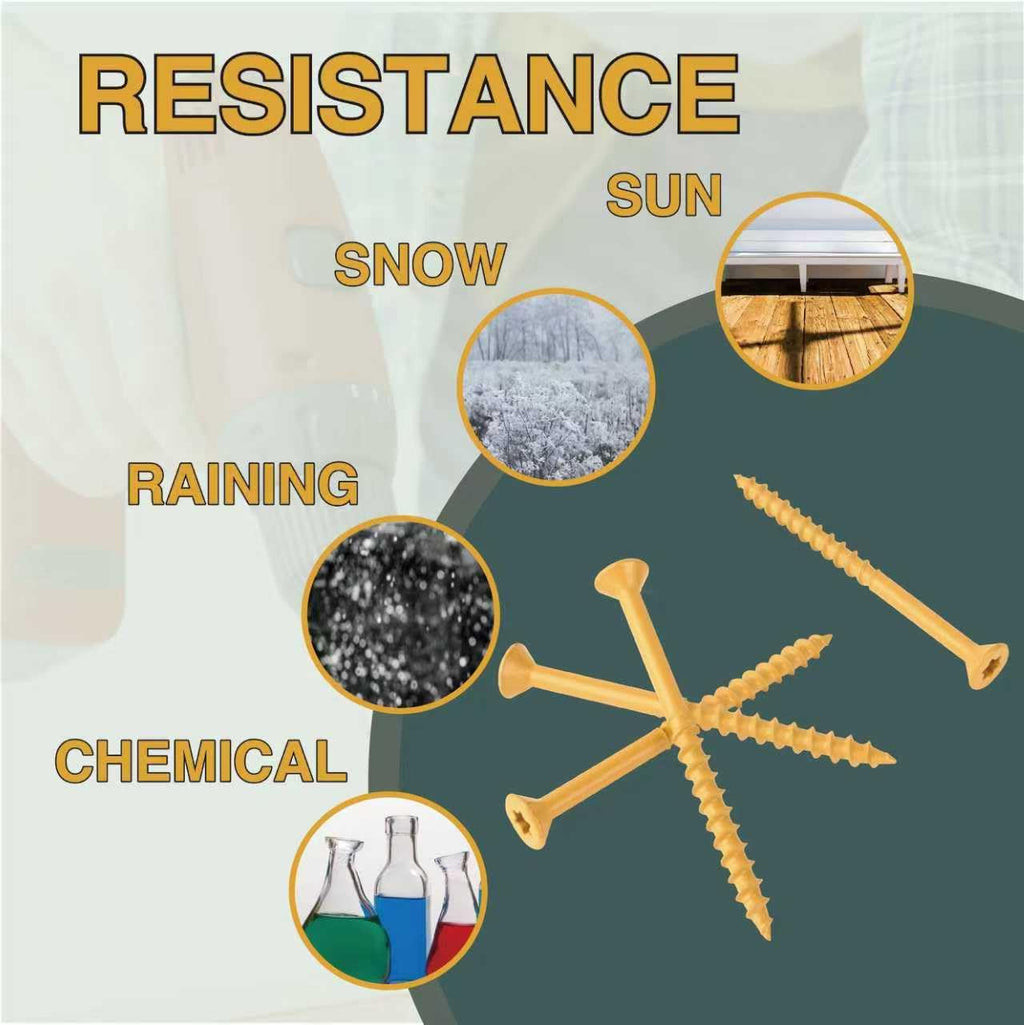 T.K.Excellent Deck Screws 3-1/2 Inch Wood Screws #10 x 3-1/2, 330 Pcs, Rust Resistant Structural Fence Screws Torx Drive Screw, Two T25 Bits, Brilliant Yellow Ruspert Coating Rust Proof